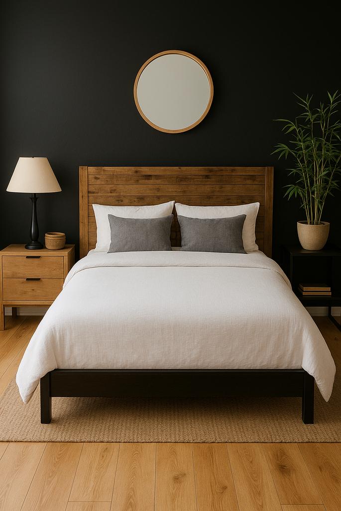 Natural Wood with Black Accents