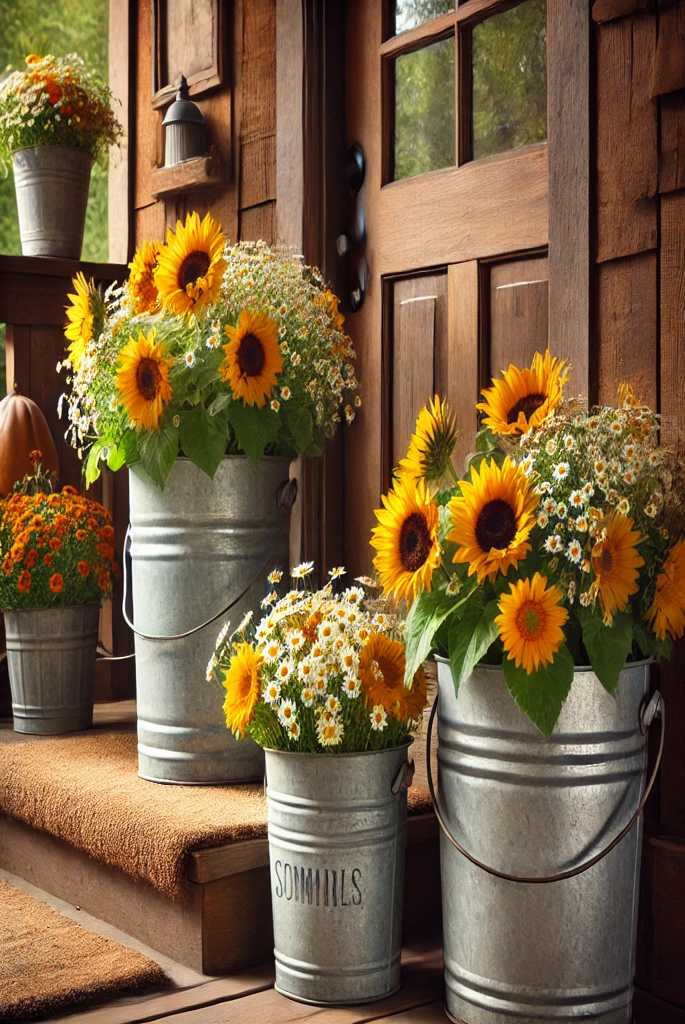 Galvanized Buckets for Rustic Flair
