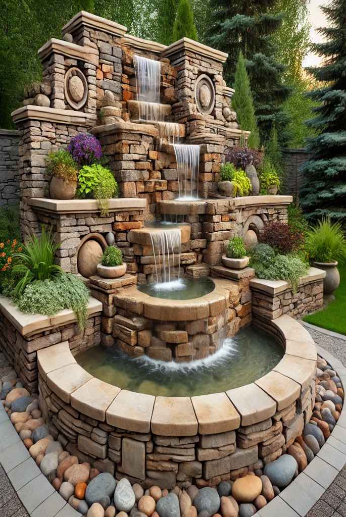 Stone Fountain with Pool