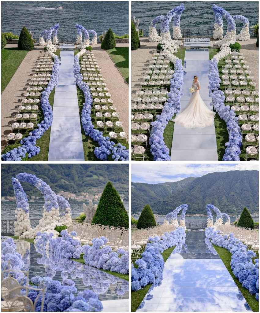 Blue Blossom Aisle Ceremony Setup