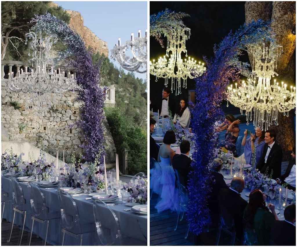 Twilight Blue Chandelier Garden Dinner