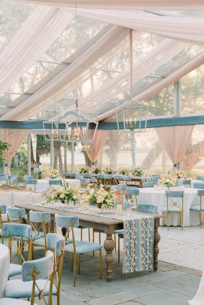 Blue Velvet Garden Tent Reception
