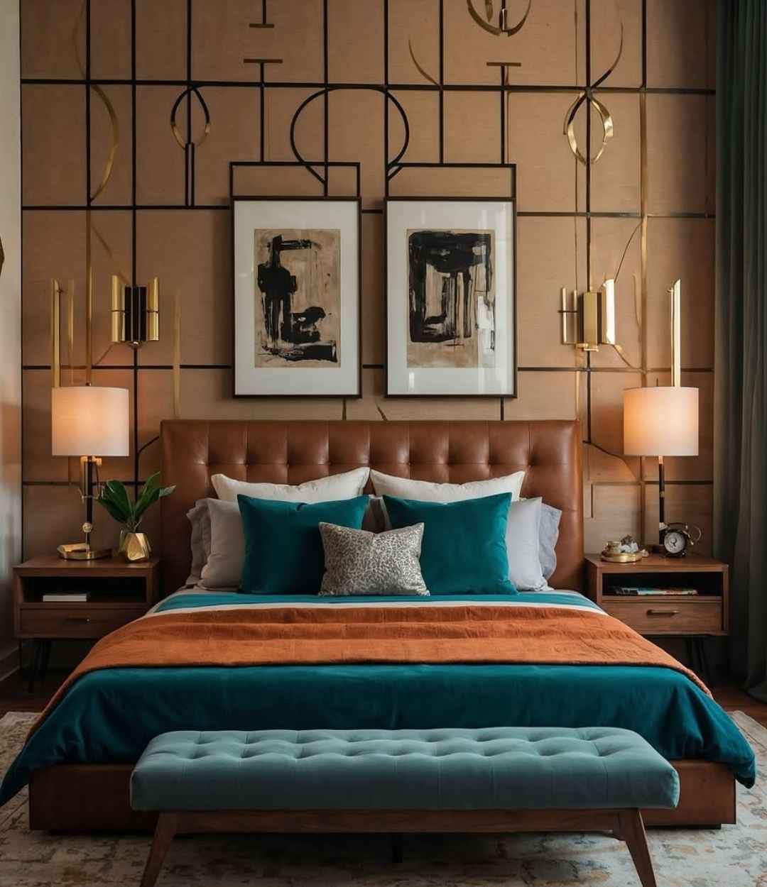 Chic Dark Brown Bedroom with Bold Accents