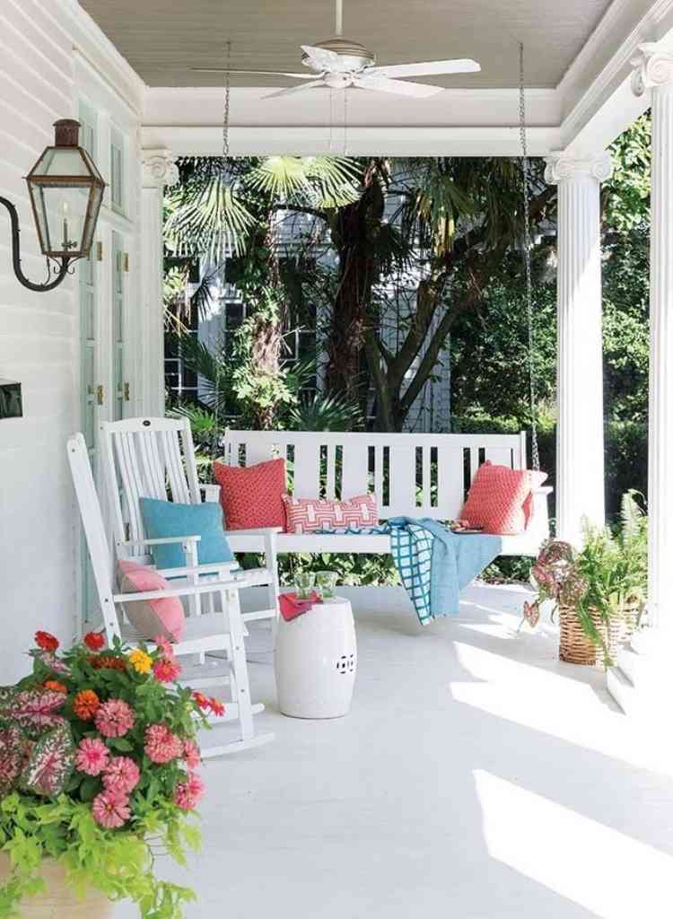 Cozy Porch Seating With Bright Cushions