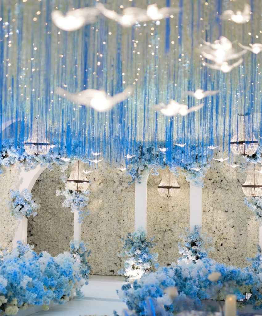 Dreamy Blue Floral Wedding Entrance