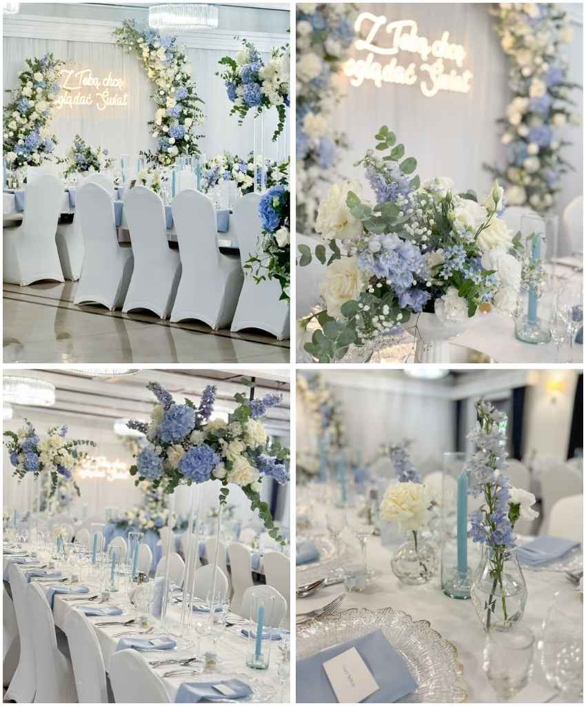 Elegant Blue Indoor Wedding Tablescape