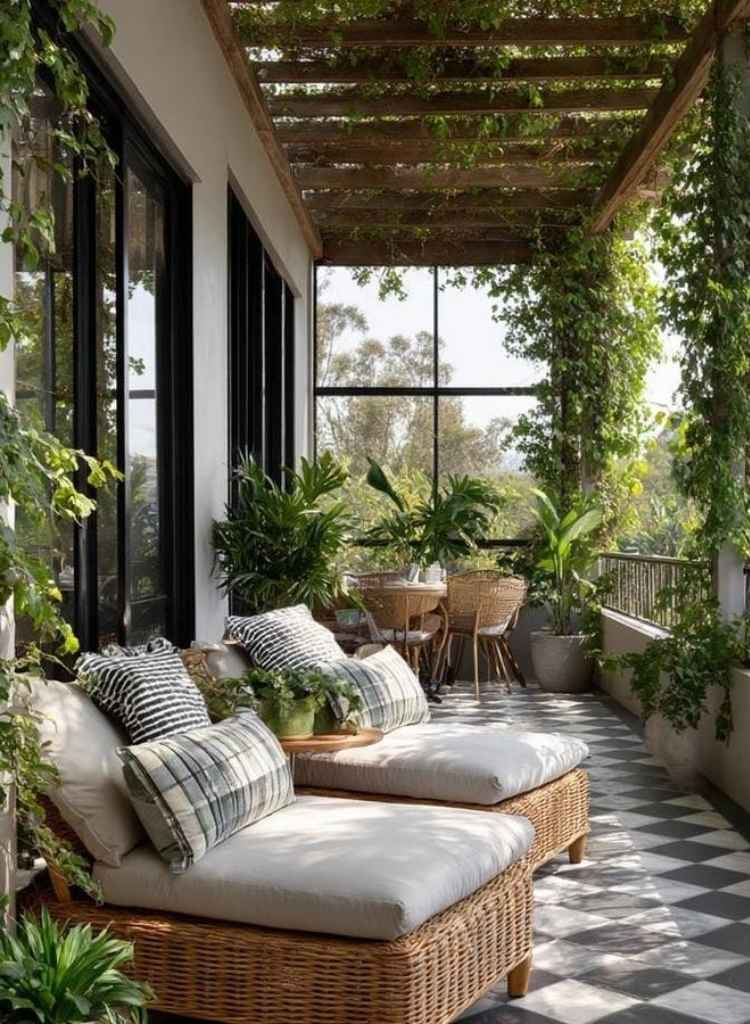 Relaxing Porch Lounge With Natural Greenery