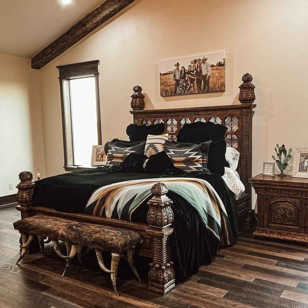 Rustic Dark Brown Bedroom with Western Style