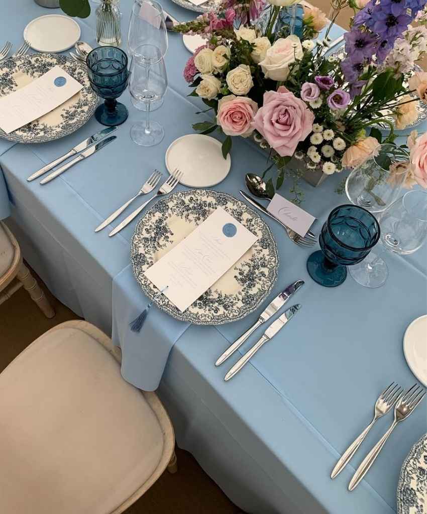 Vintage Blue China Table Setting