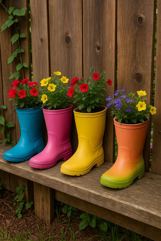 Recycled Boot Planters