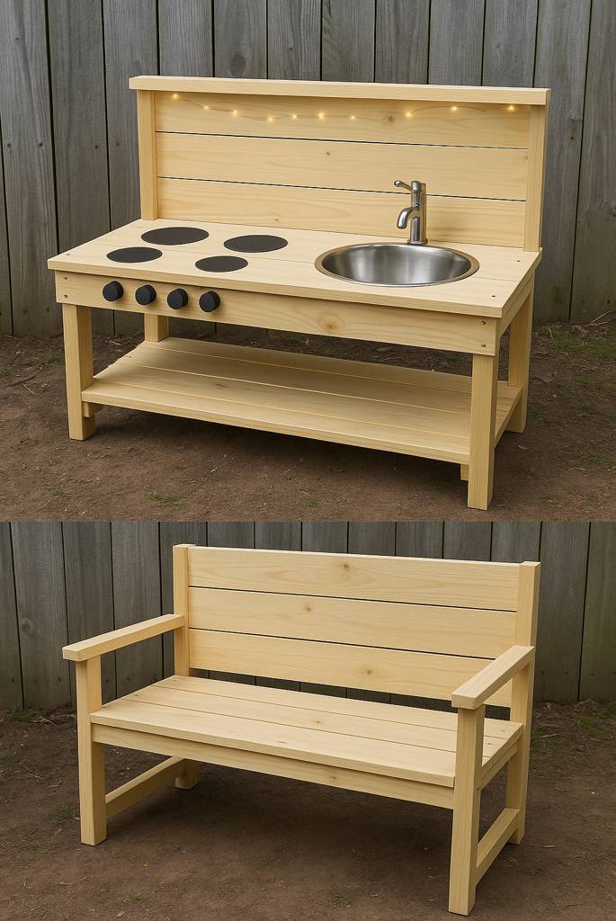 Convertible Bench and Kitchen Combo