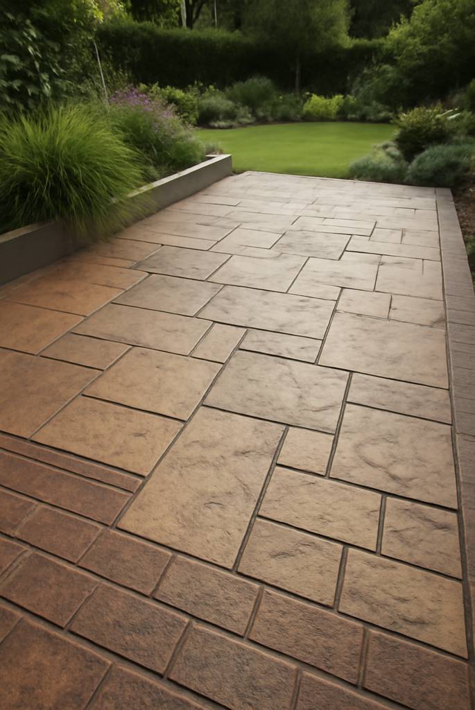 Concrete Patio with Stamped Pattern Design
