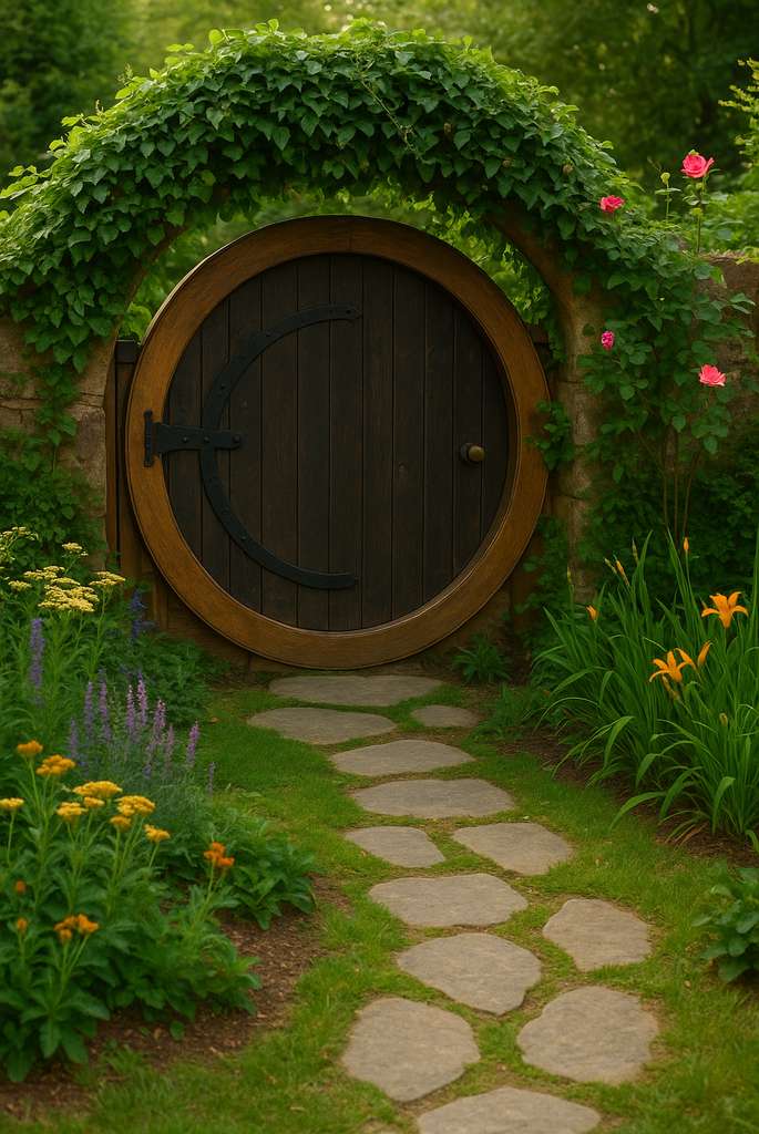 Hobbit-Style Round Garden Gate