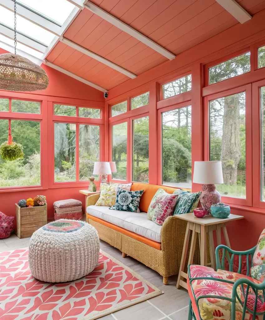 Colorful Wicker Sunroom Set