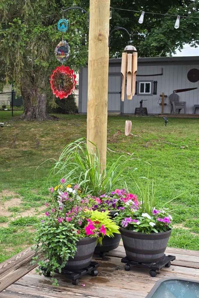 Rustic Barrel Patio Flower Pots