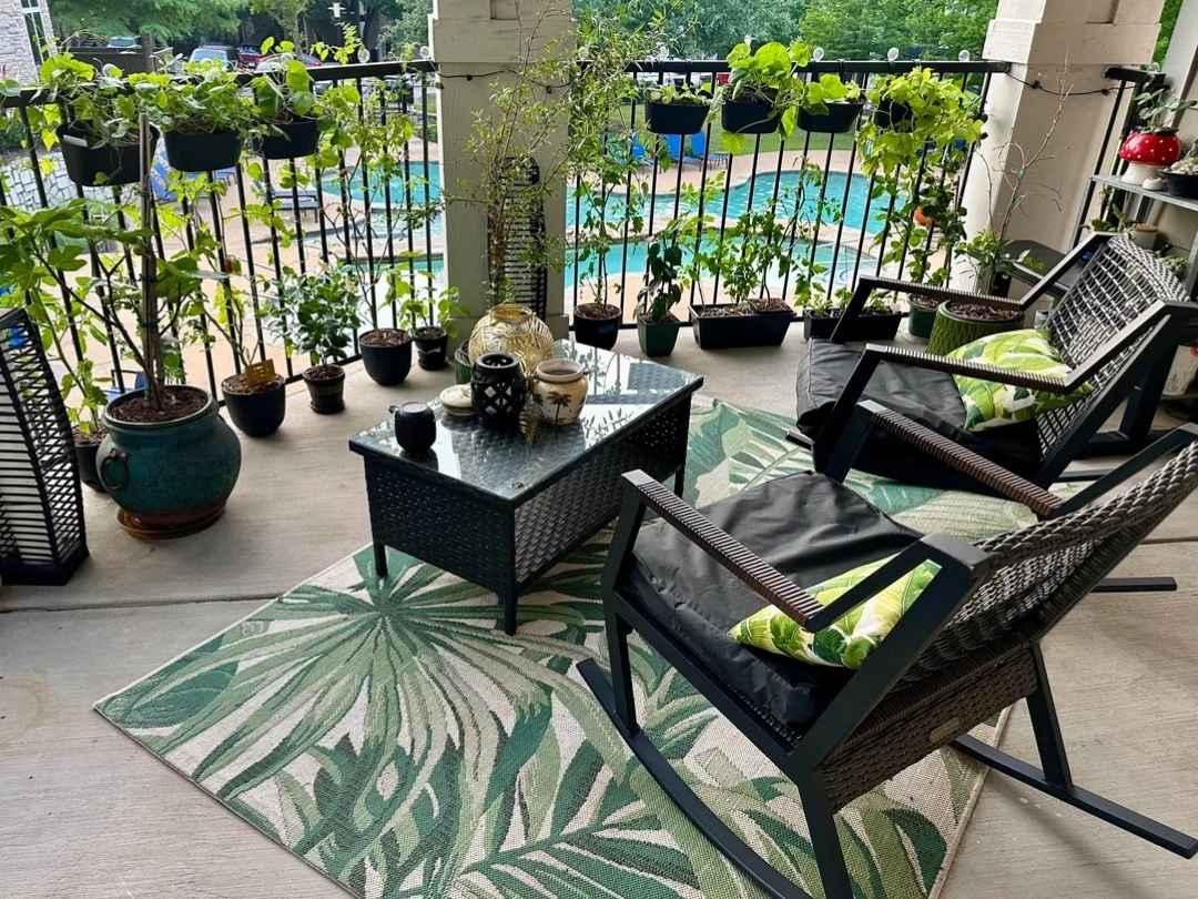 Balcony Garden Lounge with Wicker Seating