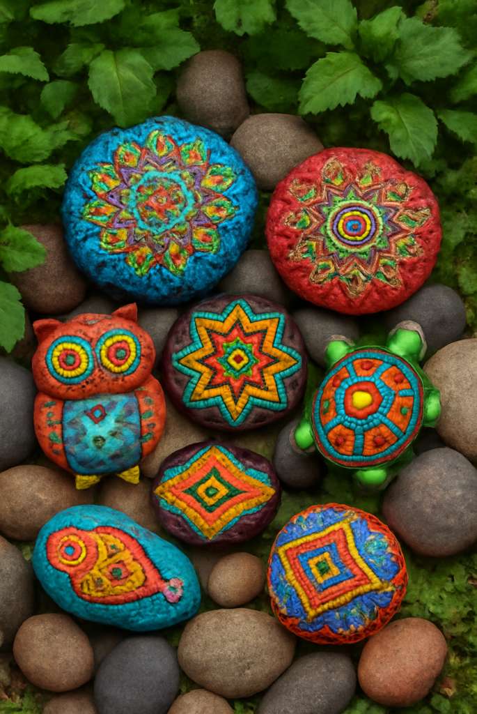 Hand-Painted Rock Art