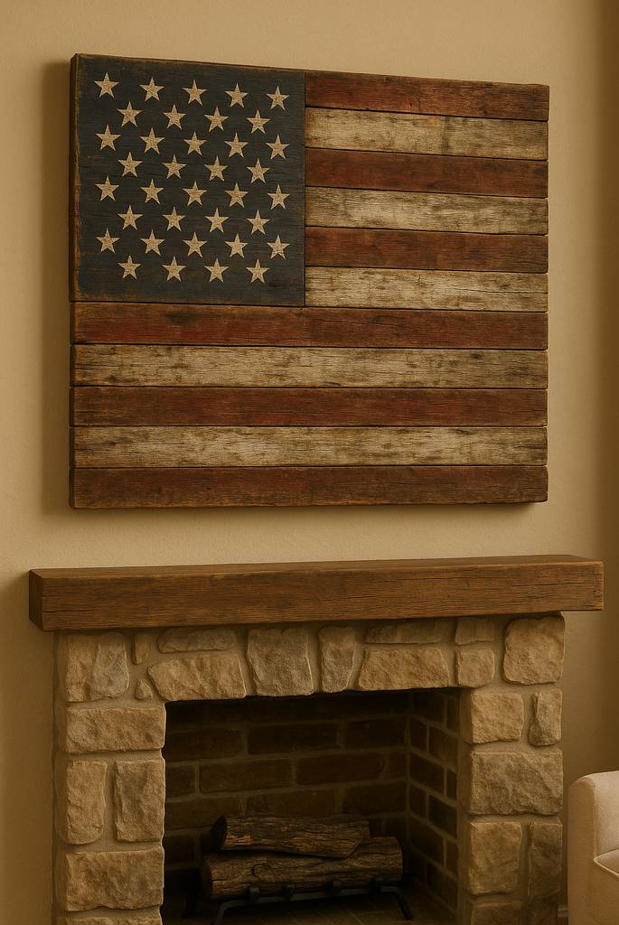 Rustic American Flag Wall Art