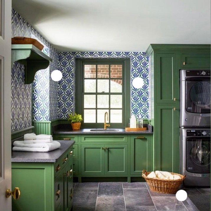 Botanical Green Laundry Kitchen