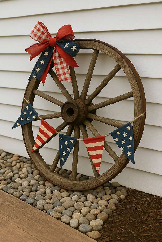Wagon Wheel Display with Flags