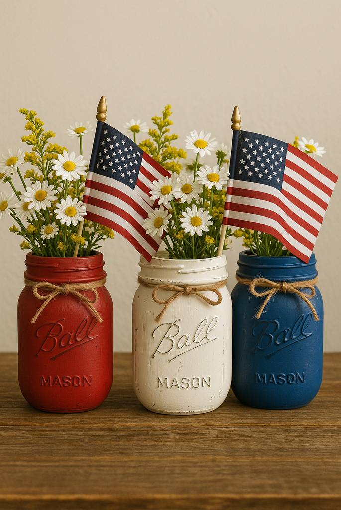 Blue Mason Jar Centerpieces