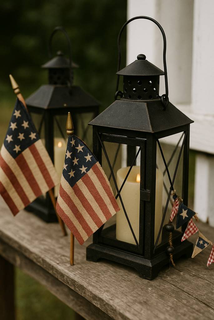Vintage Lanterns with Flag Accents
