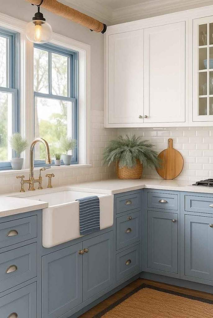 Blue and White Cottage Kitchen