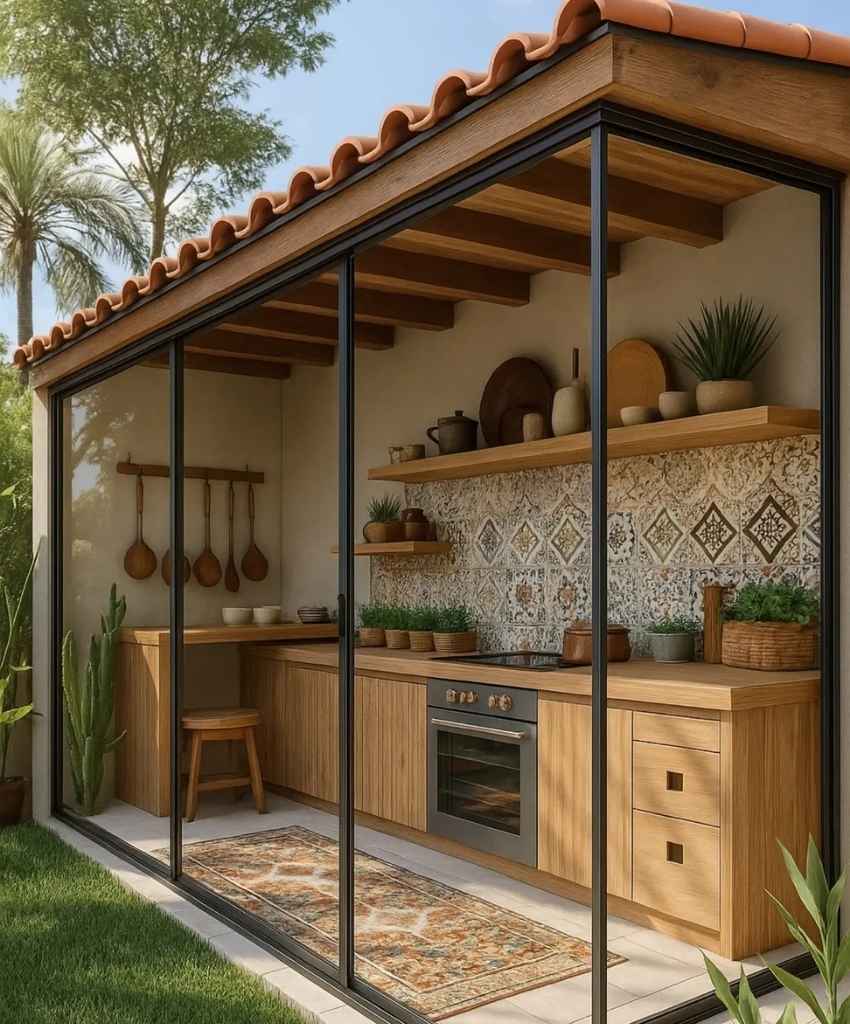 Garden Kitchen Wooden Shelving