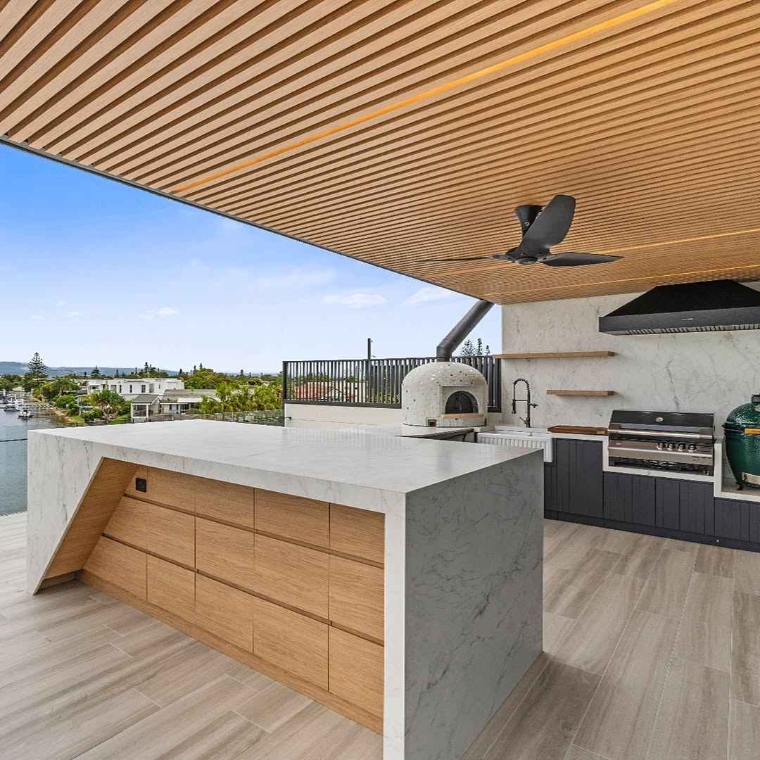 Kitchen with Marble and Wood Accents