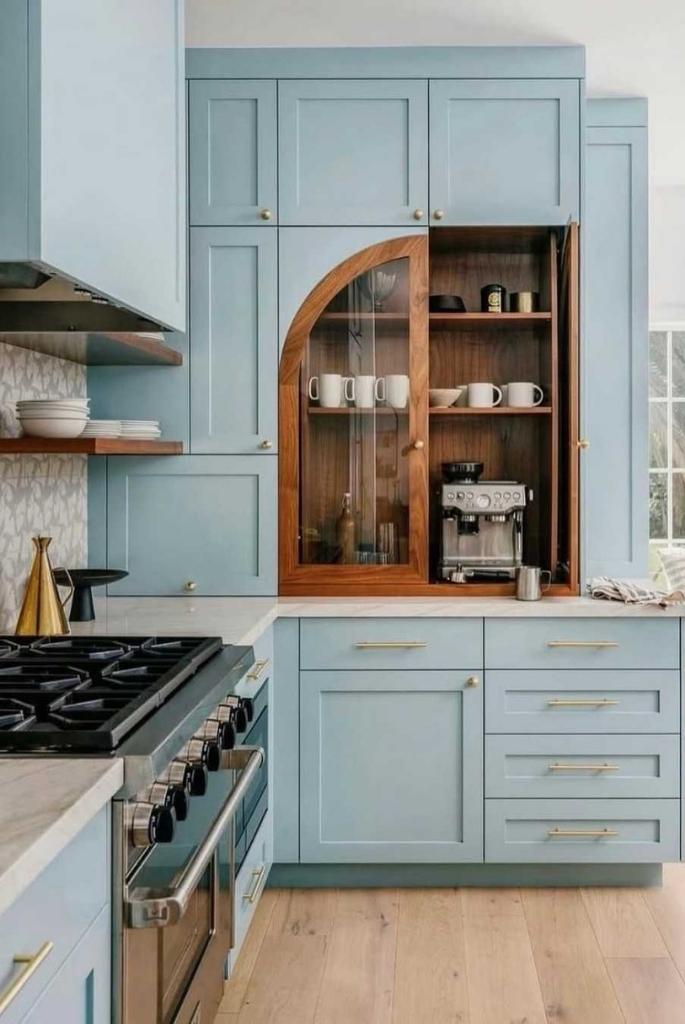 Light Blue Kitchen with Coffee Nook
