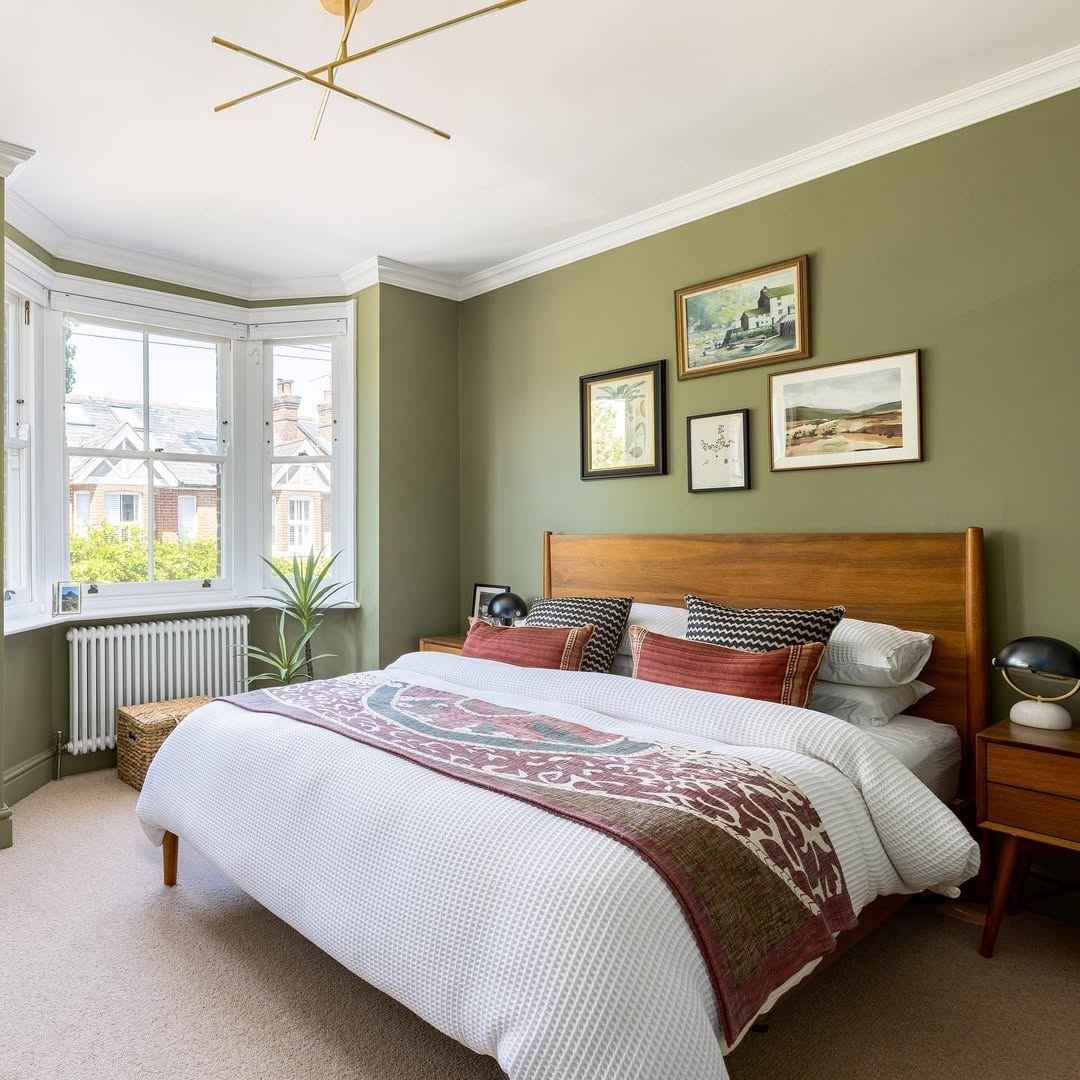 Mid-Century Bedroom with Bay Window
