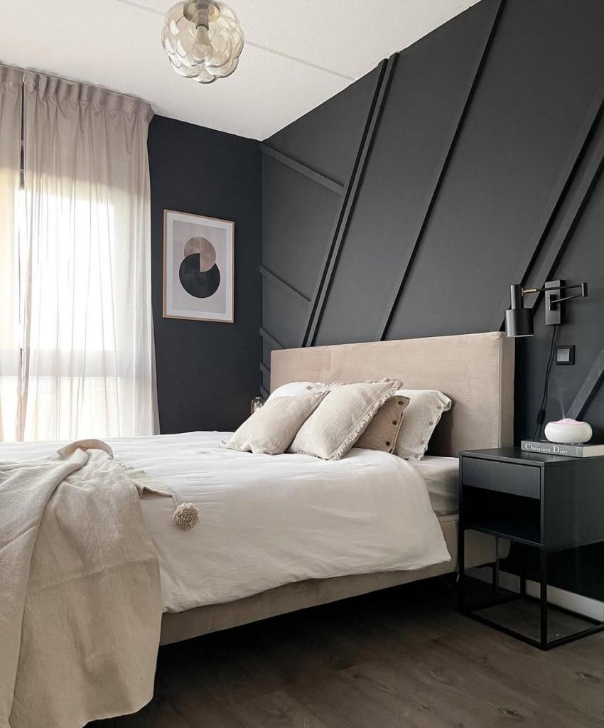 Modern Black Accent Wall Bedroom