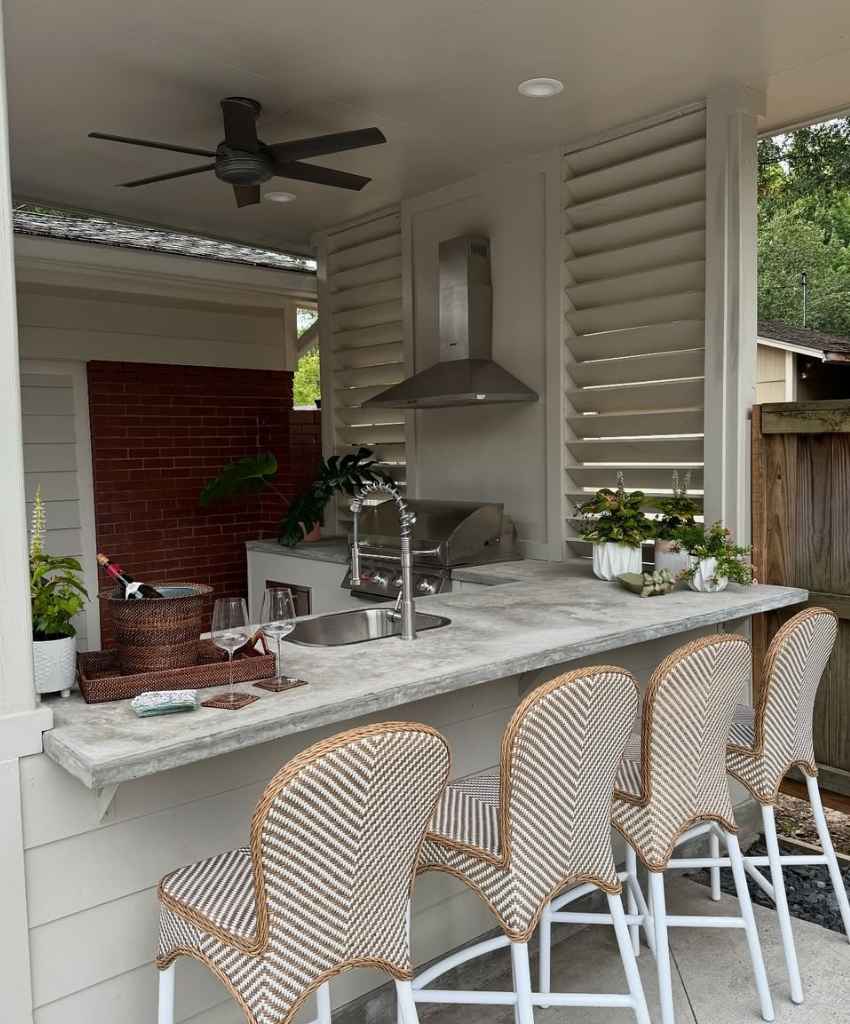 Modern Kitchen with Wicker Stools
