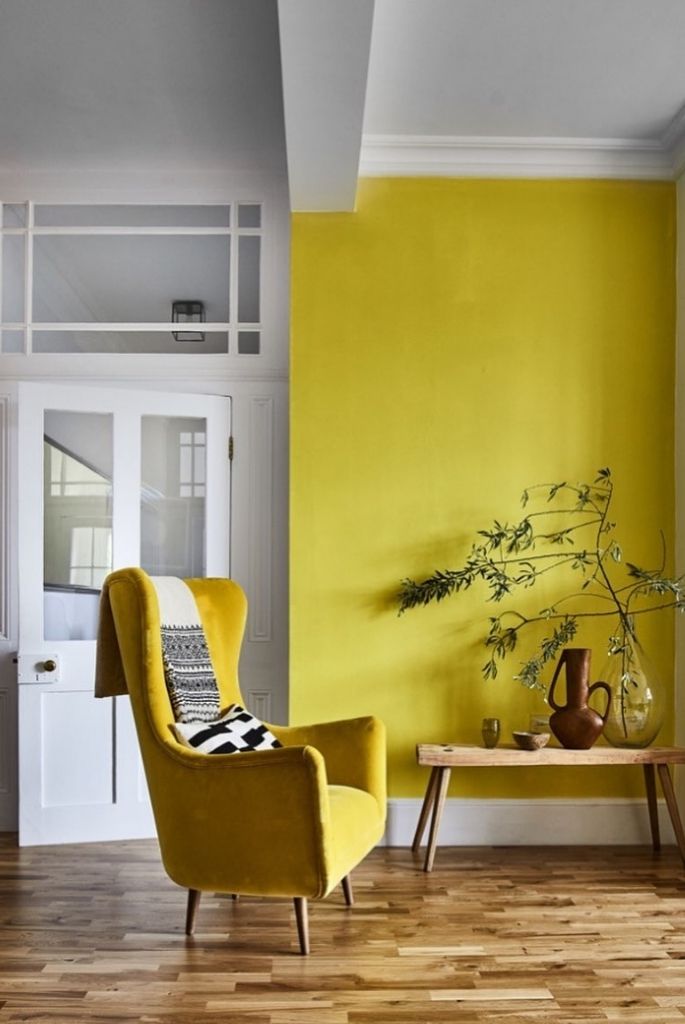 Mustard Yellow Accent Wall Wingback Chair