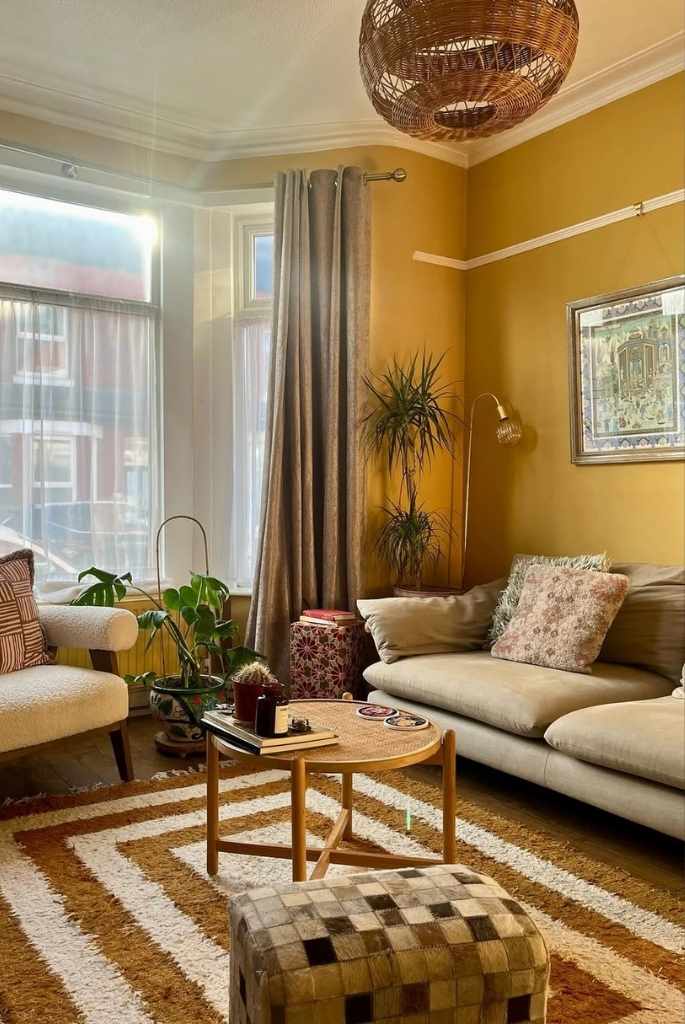 Mustard Yellow Living Room Boho Style