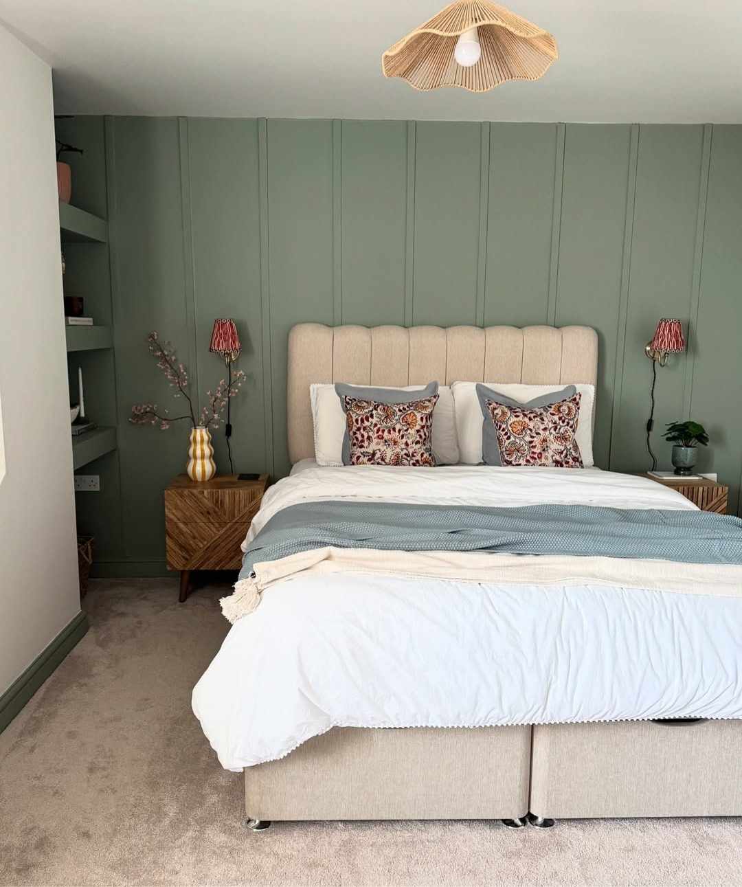 Olive Green Panel Accent Bedroom