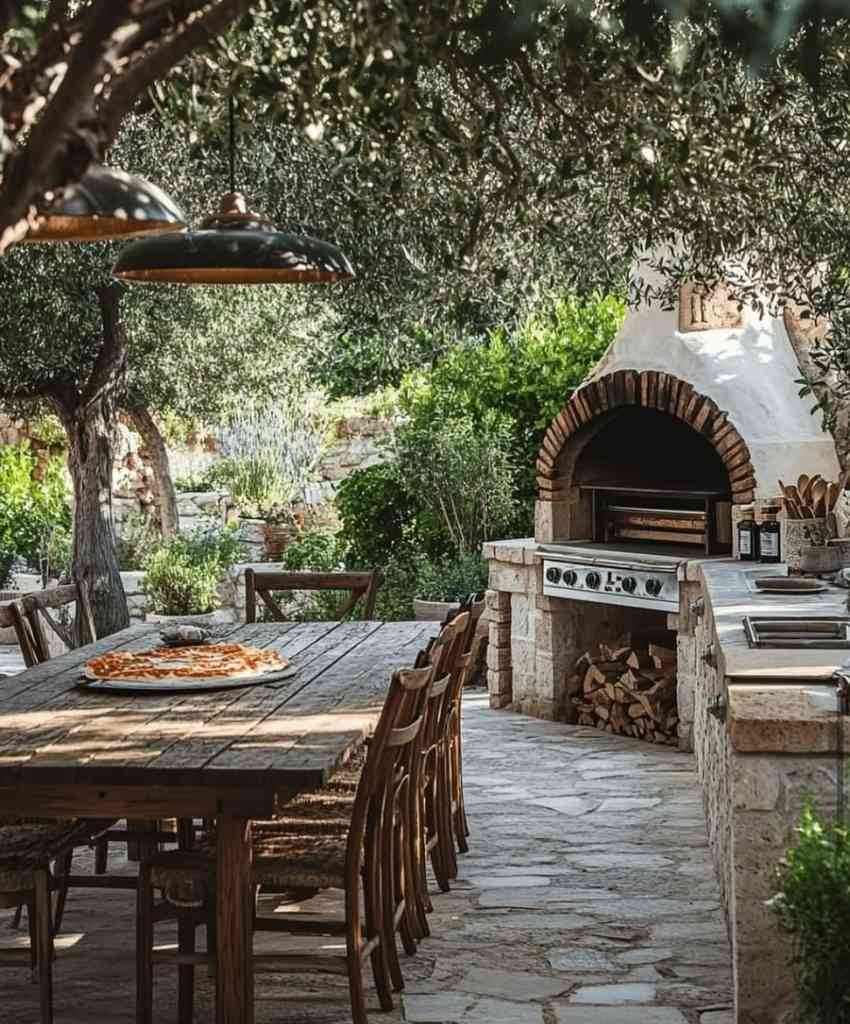 Rustic Outdoor Kitchen with Pizza Oven