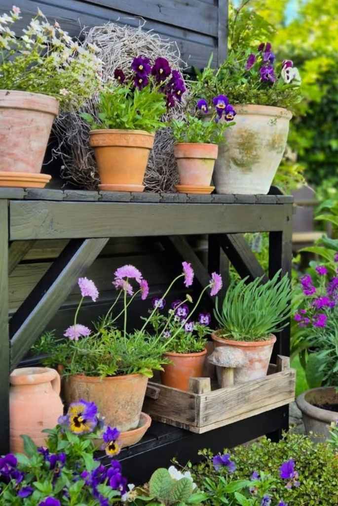 Rustic Potting Shelf Display