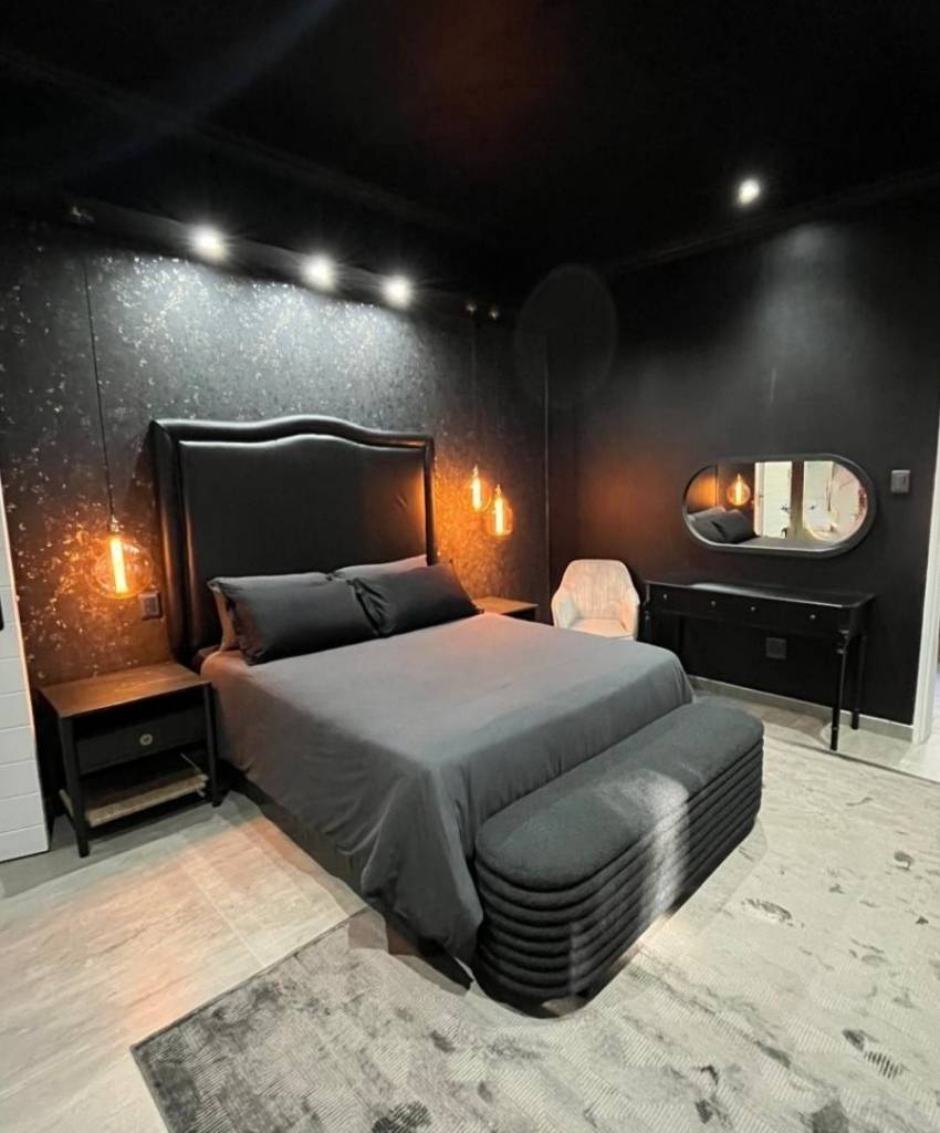 Sleek All-Black Modern Bedroom