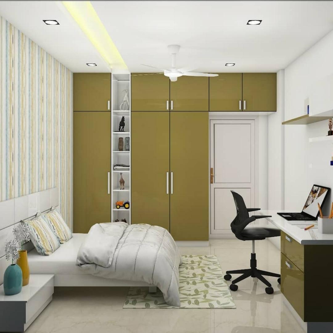 Sleek Olive Green Study Bedroom Combo