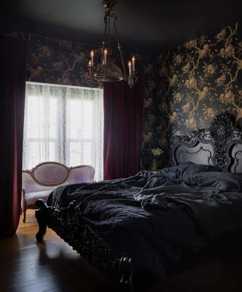 Vintage Black Bedroom with Regal Charm