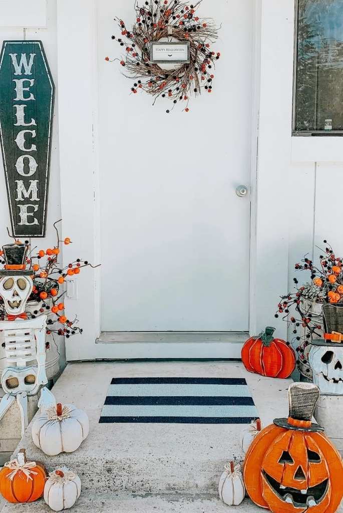 Rustic White Halloween Porch