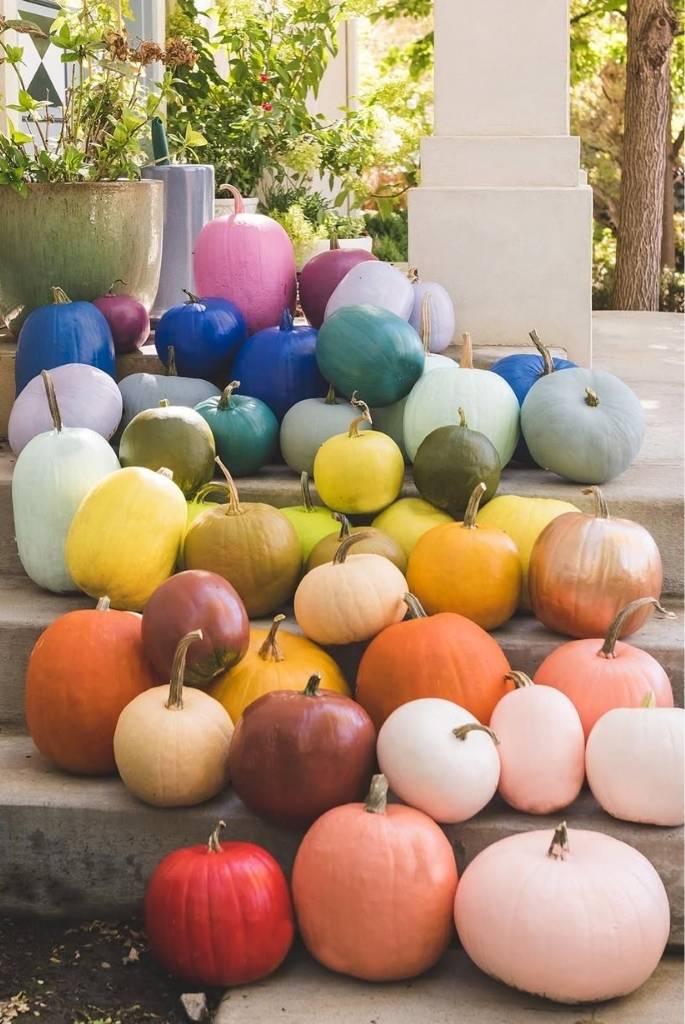 Painted Rainbow Pumpkin Path