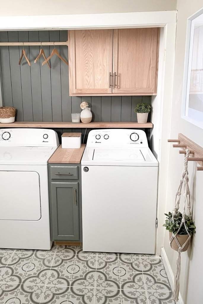 Warm Farmhouse Laundry Corner