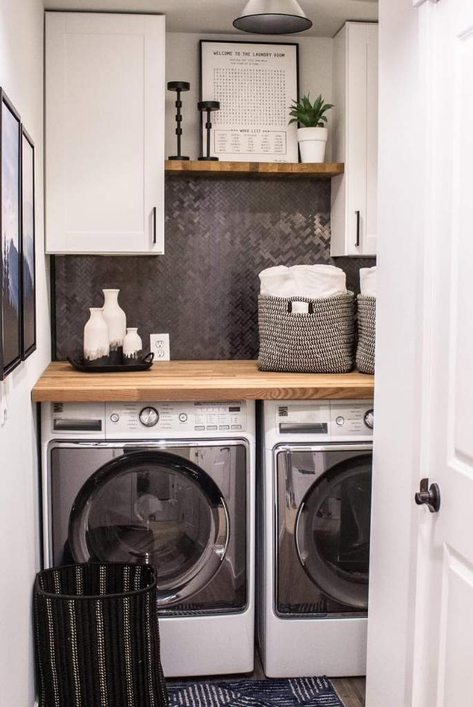 Moody Monochrome Laundry Nook