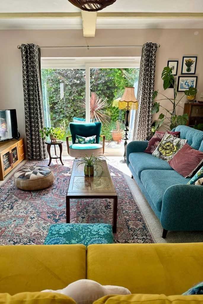 Botanical Living Room with Garden View