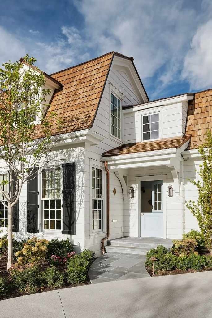 Cedar Shake Roof with White Siding Exterior Color