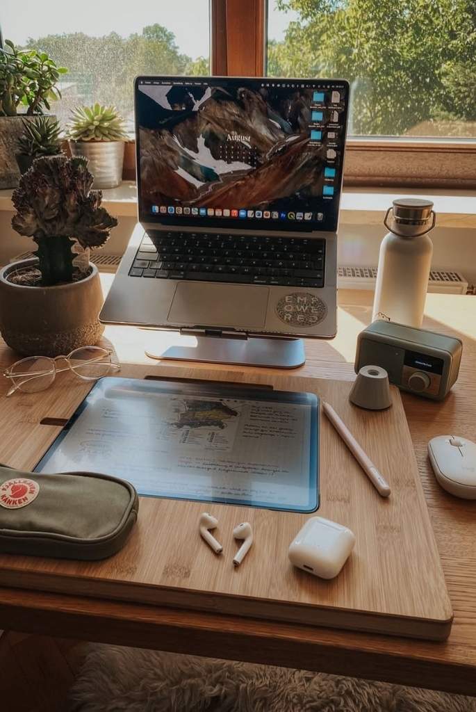 Clean and Organized Workspace with Natural Light