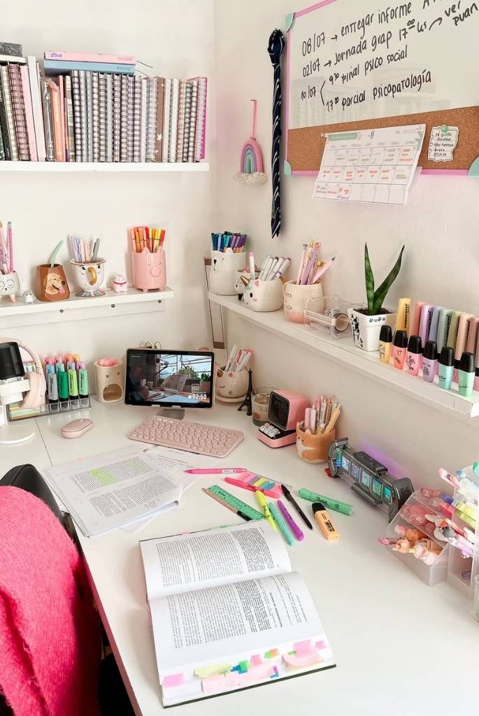 Colorful and Organized Study Desk