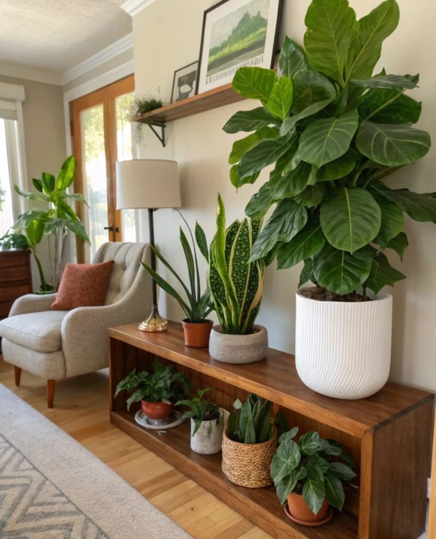 Compact Console Plant Shelf